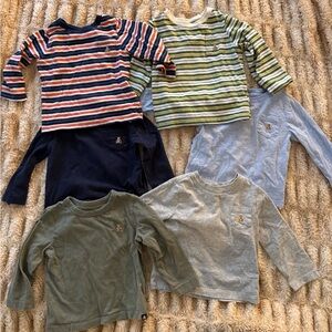 Bundle of 6 GAP Kids Long Sleeve Tees - Stripes & Solids